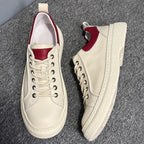 Men's genuine leather casual shoes, with a sporty style, designed to enhance the height of the feet.