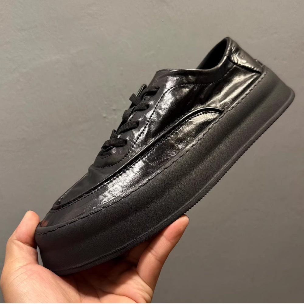 Retro men's soft leather shoes - lace-up thick-soled, casual, durable and multi-functional flat shoes