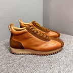 QHCCID Fashion Men's High Top lightweight comfortable cowhide casual trendy men's shoes