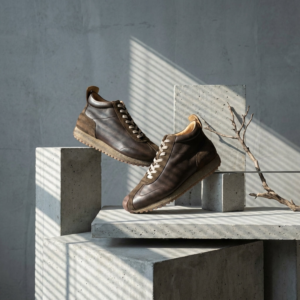 QHCCID Fashion Men's High Top lightweight comfortable cowhide casual trendy men's shoes