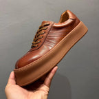 Men's leather retro casual shoes - Thick-soled high-heeled shoes - Multi-purpose sneakers