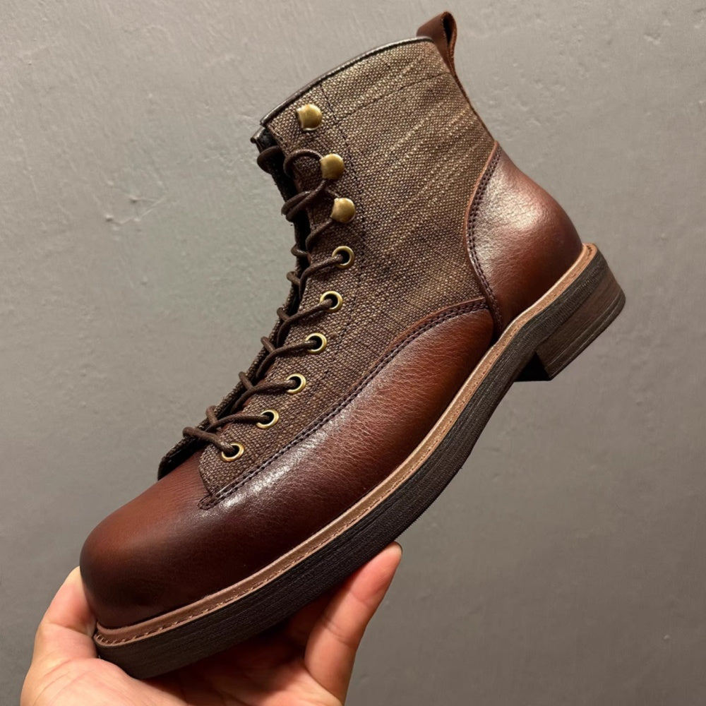 Leather Vintage Style Men's Boots - High-Quality Ankle Leather Boots - Luxurious Handmade Leather Boots