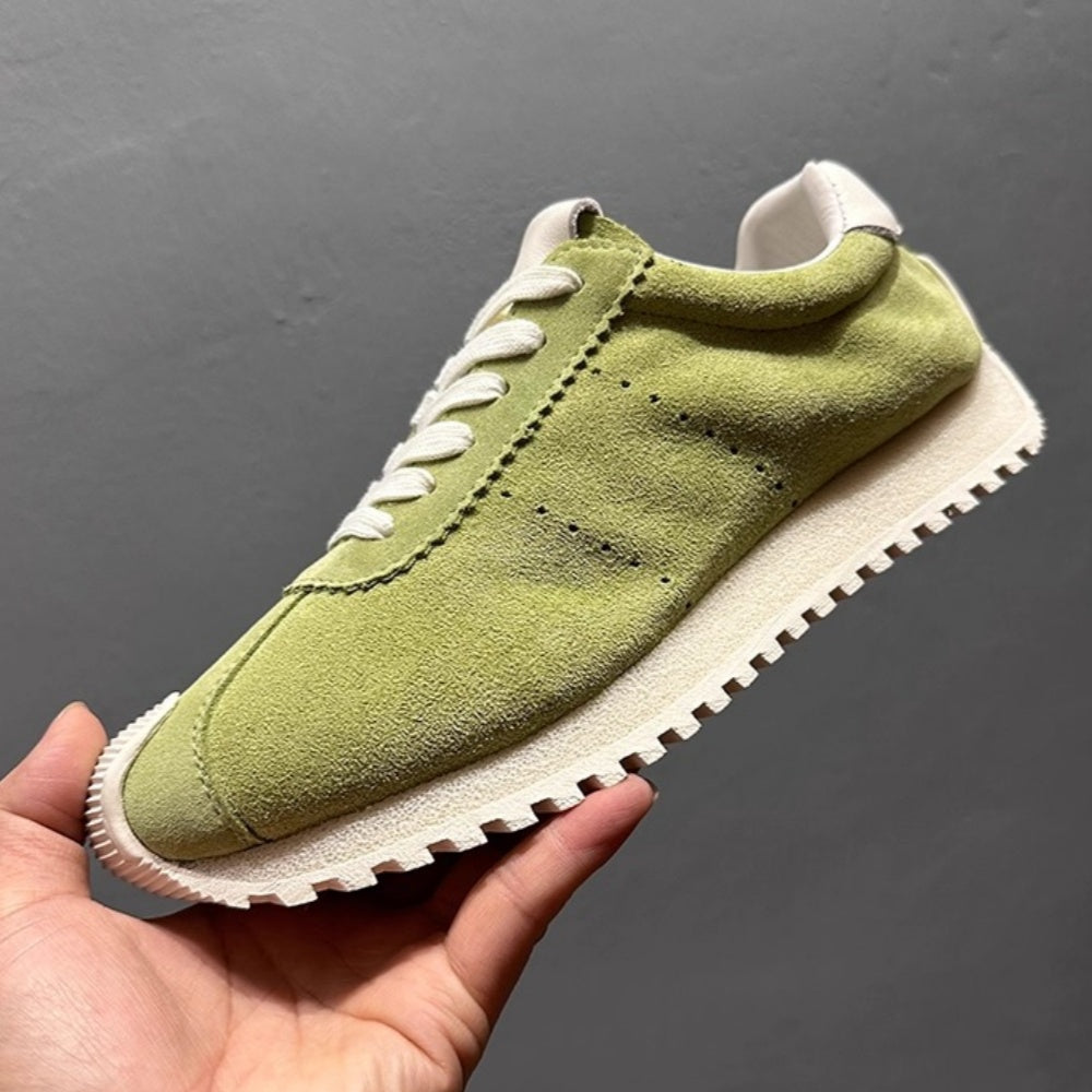 Men's casual sports shoes, thick-soled walking shoes, fashionable genuine leather sports shoes