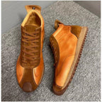 Handmade cowhide high-top shoes - Comfortable retro sports shoes - Fashionable casual sports shoes