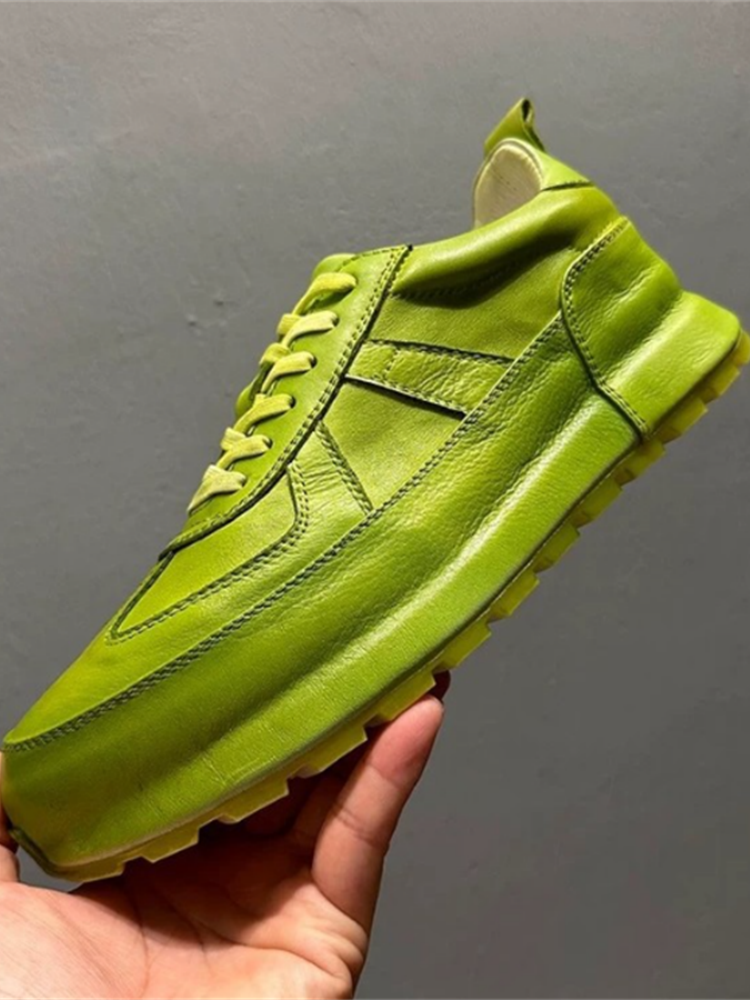 Men's leather sports shoes - fashionable low-top casual sneakers - comfortable men's shoes