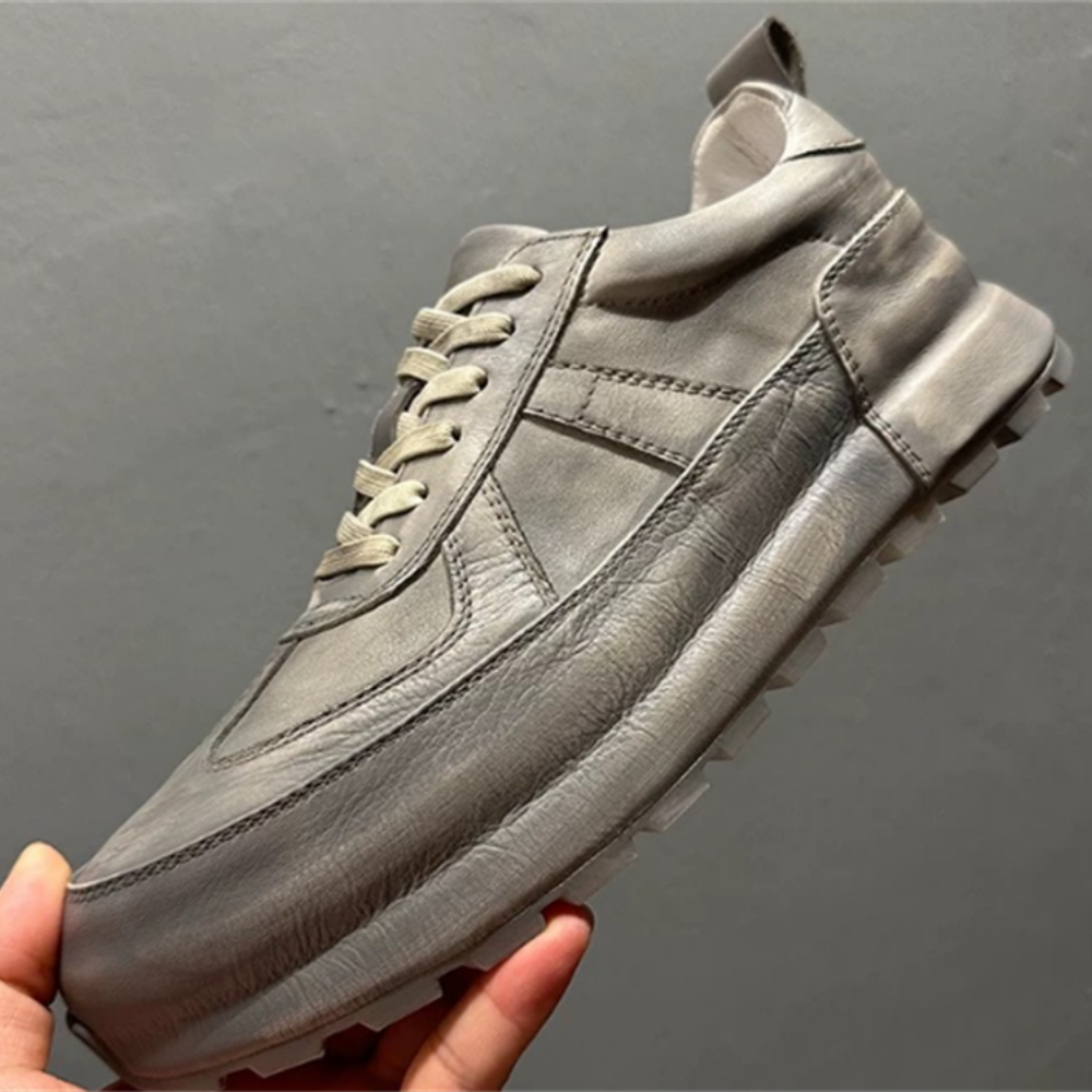 Men's leather sports shoes - fashionable low-top casual sneakers - comfortable men's shoes