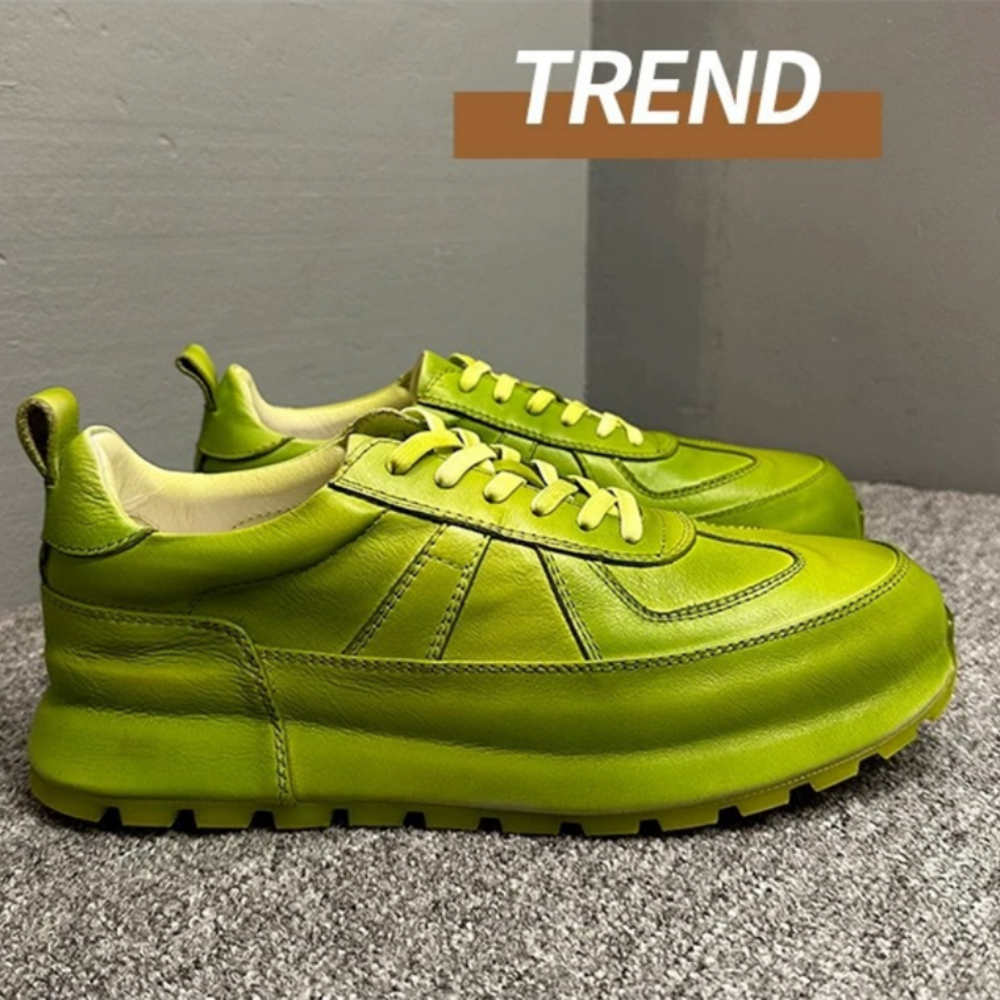 Men's leather sports shoes - fashionable low-top casual sneakers - comfortable men's shoes