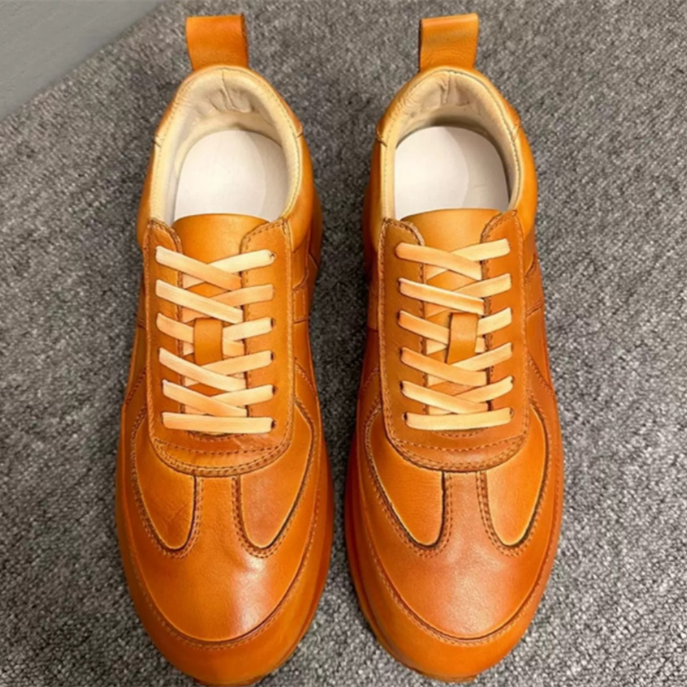 Men's leather sports shoes - fashionable low-top casual sneakers - comfortable men's shoes