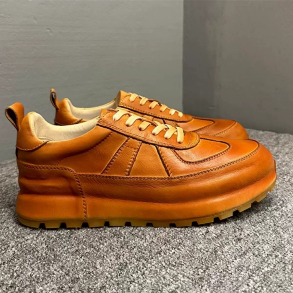 Men's leather sports shoes - fashionable low-top casual sneakers - comfortable men's shoes