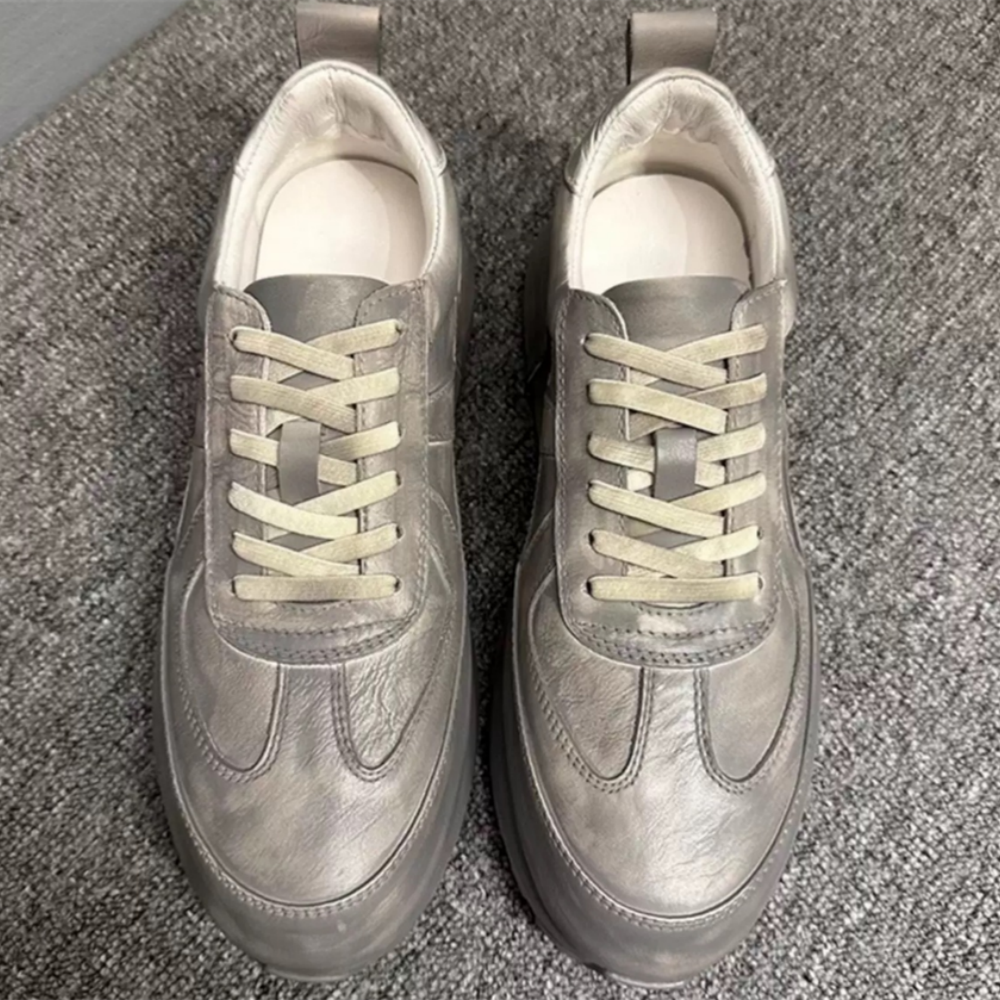 Men's leather sports shoes - fashionable low-top casual sneakers - comfortable men's shoes