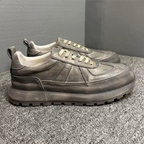 Men's leather sports shoes - fashionable low-top casual sneakers - comfortable men's shoes