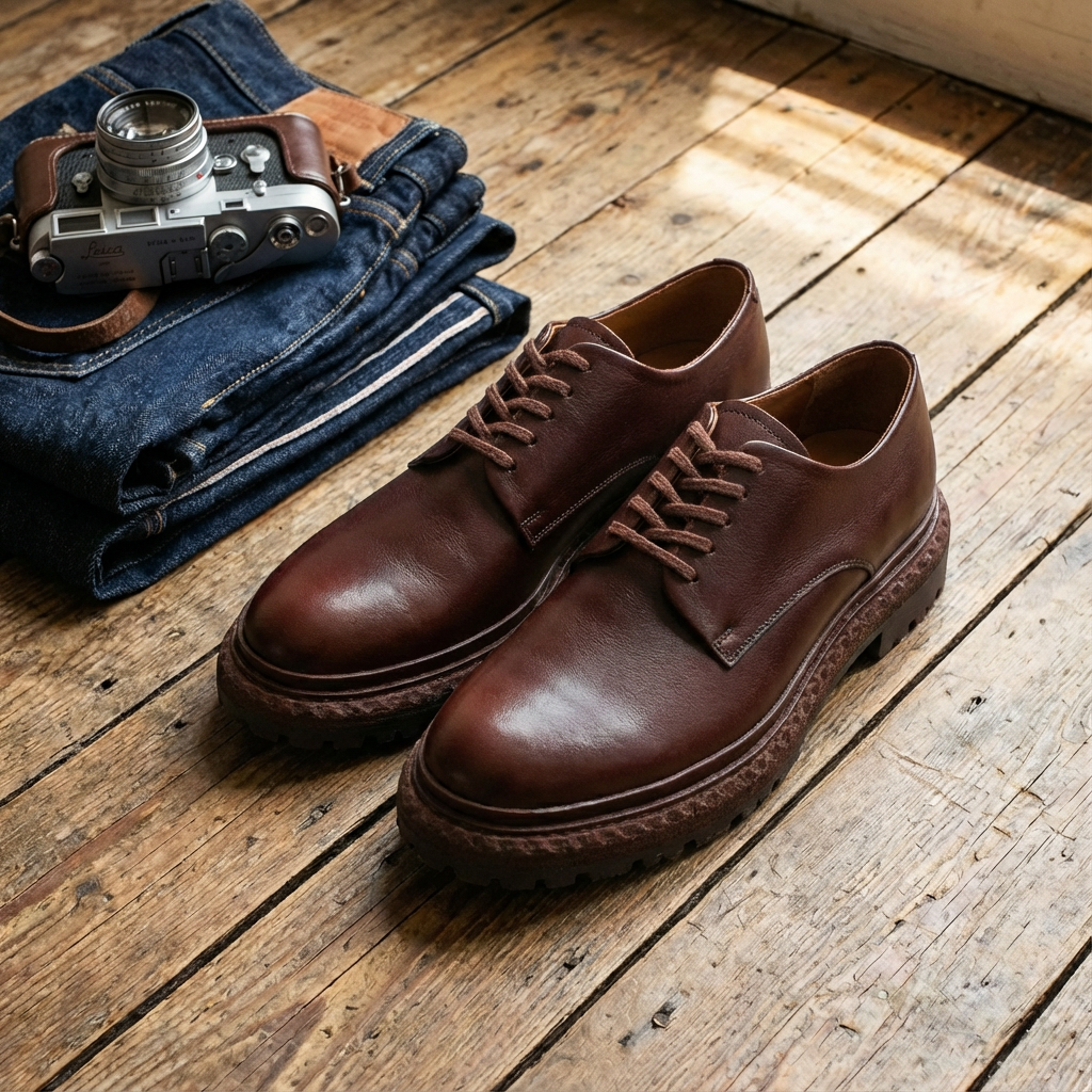 Handmade leather casual shoes, with retro horsehide material, high-end business casual men's shoes