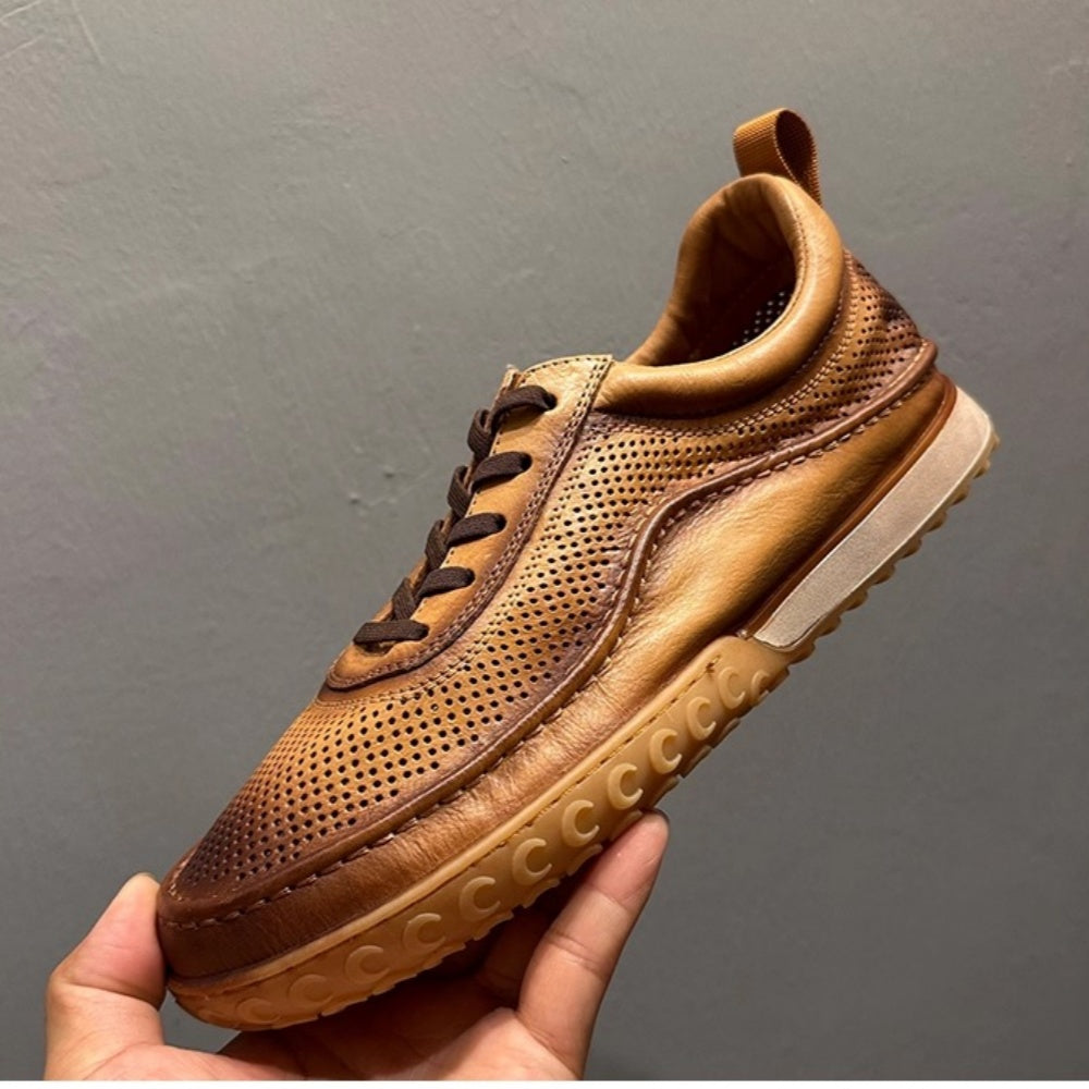 Men's sports shoes - Leather-made casual shoes - Comfortable and breathable retro sports shoes