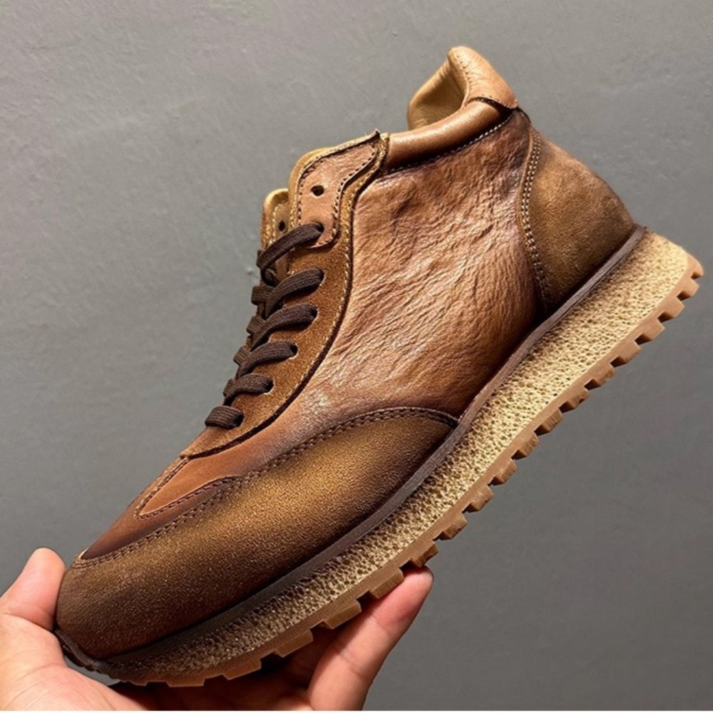 High-top sports shoes with a platform design, featuring a casual, fashionable and retro style.