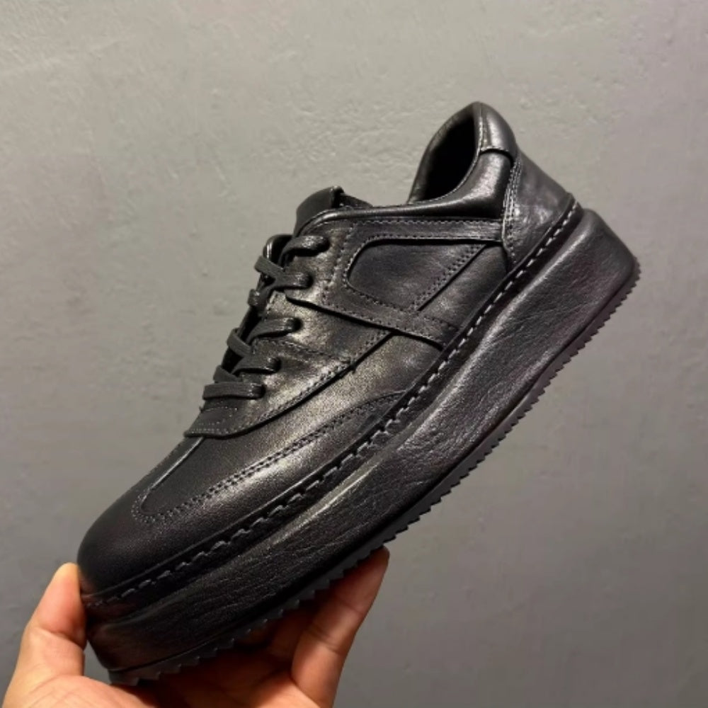 High-end handmade genuine leather men's casual slip-on shoes, retro breathable soft-soled shoes