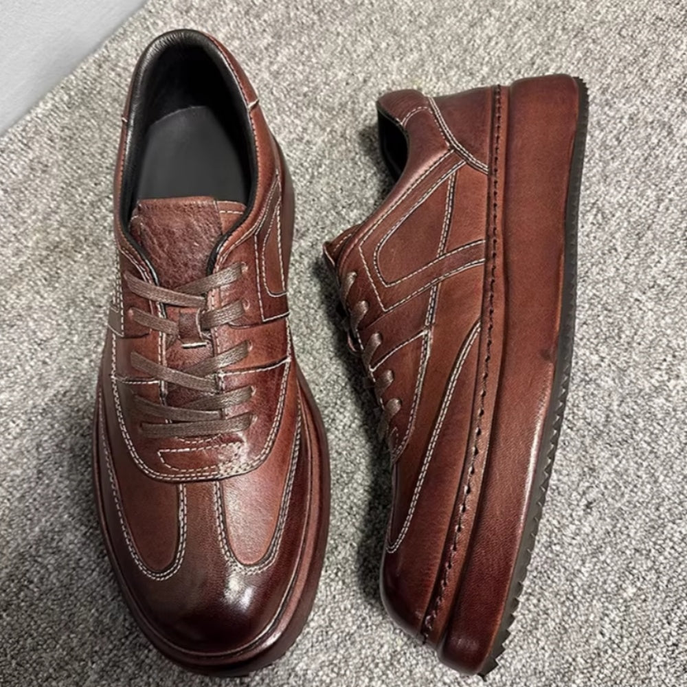 High-end handmade genuine leather men's casual slip-on shoes, retro breathable soft-soled shoes