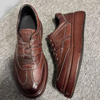 High-end handmade genuine leather men's casual slip-on shoes, retro breathable soft-soled shoes