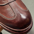 High-end handmade genuine leather men's casual slip-on shoes, retro breathable soft-soled shoes