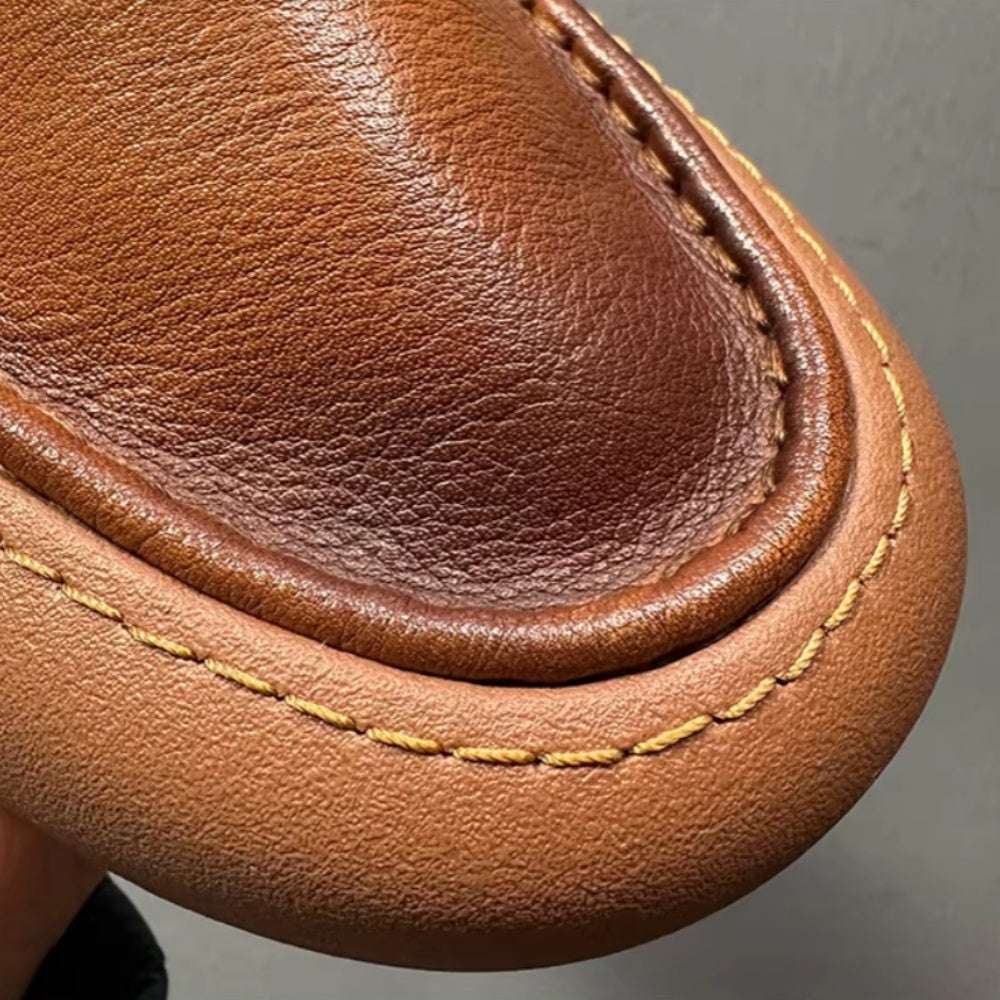 New style genuine leather loafers for men - casual, laid-back shoes with soft leather and thick sole.