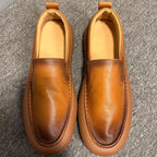 New style genuine leather loafers for men - casual, laid-back shoes with soft leather and thick sole.