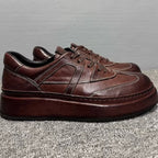 High-end handmade genuine leather men's casual slip-on shoes, retro breathable soft-soled shoes