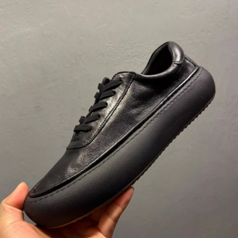 New style retro top-grain cowhide platform casual sneakers made of genuine leather, handcrafted.