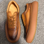 New style retro top-grain cowhide platform casual sneakers made of genuine leather, handcrafted.