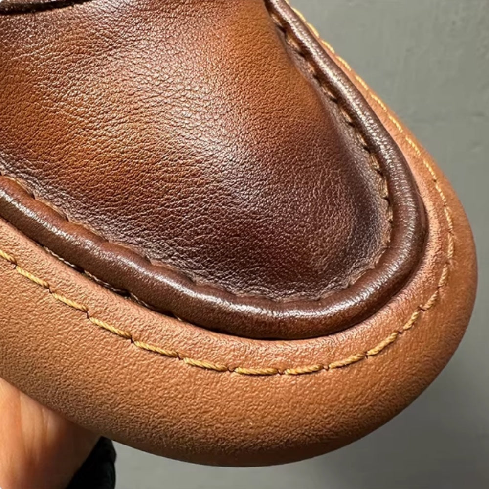 New style retro top-grain cowhide platform casual sneakers made of genuine leather, handcrafted.