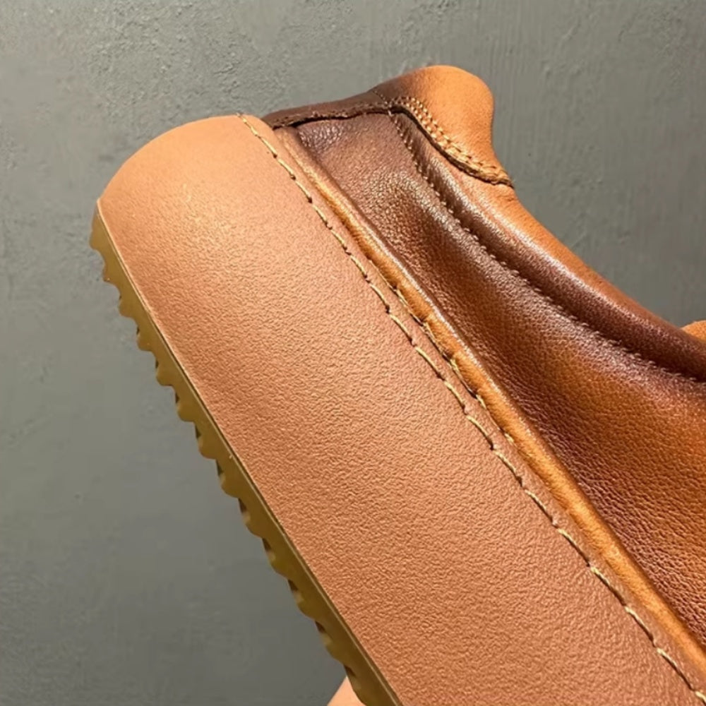 New style retro top-grain cowhide platform casual sneakers made of genuine leather, handcrafted.