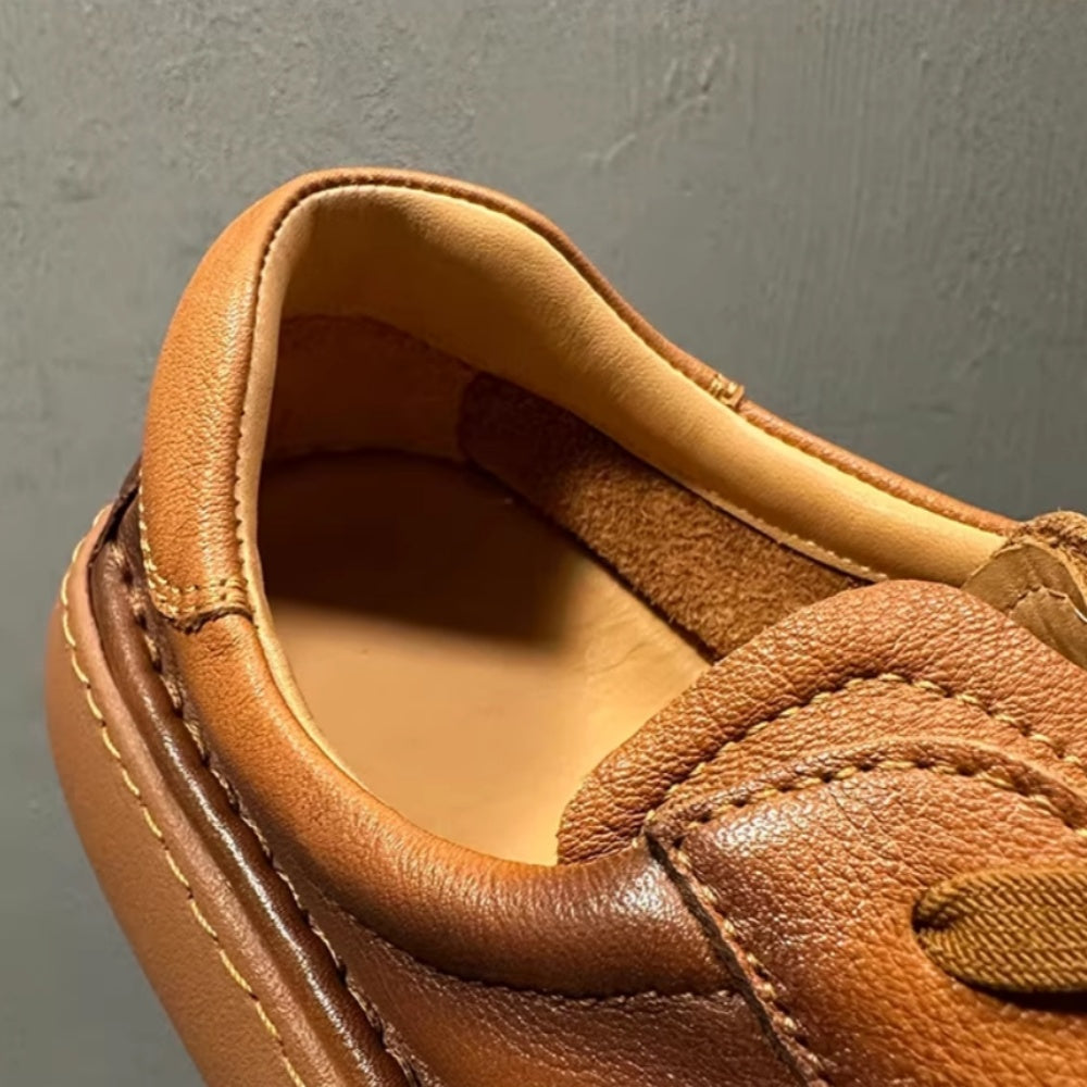 New style retro top-grain cowhide platform casual sneakers made of genuine leather, handcrafted.