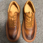 New style retro top-grain cowhide platform casual sneakers made of genuine leather, handcrafted.