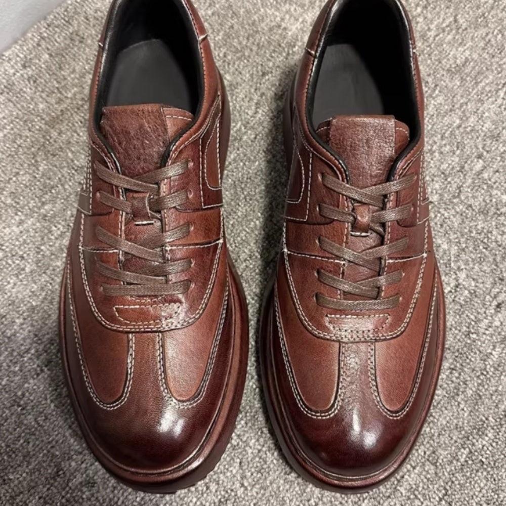 High-end handmade genuine leather men's casual slip-on shoes, retro breathable soft-soled shoes