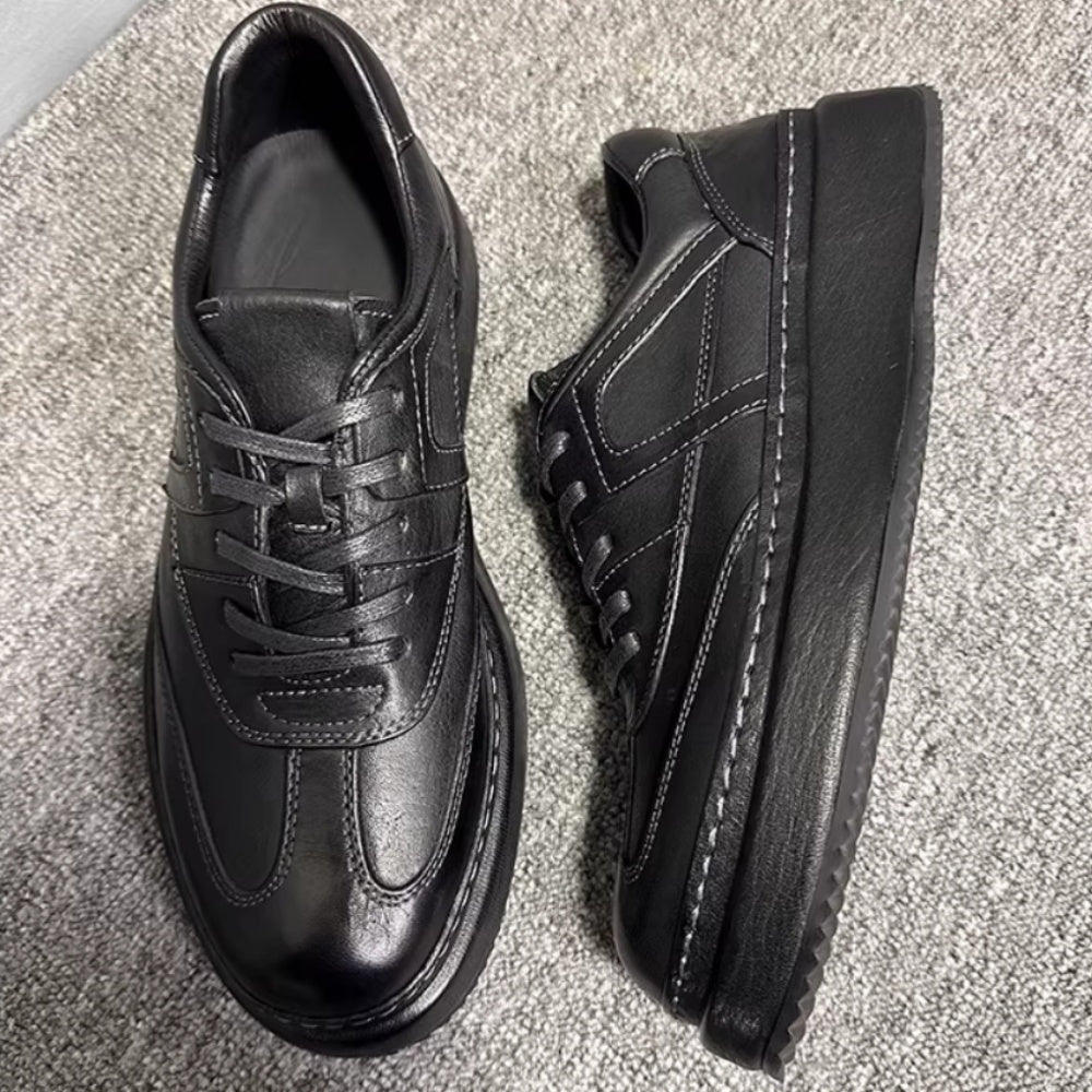 High-end handmade genuine leather men's casual slip-on shoes, retro breathable soft-soled shoes