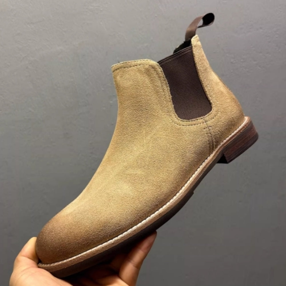 High-end Chelsea boots - distressed genuine leather short boots made of smooth cowhide for men