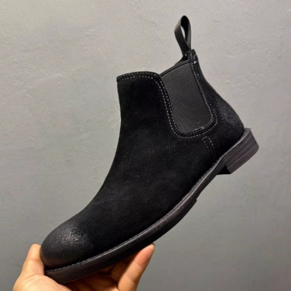 High-end Chelsea boots - distressed genuine leather short boots made of smooth cowhide for men
