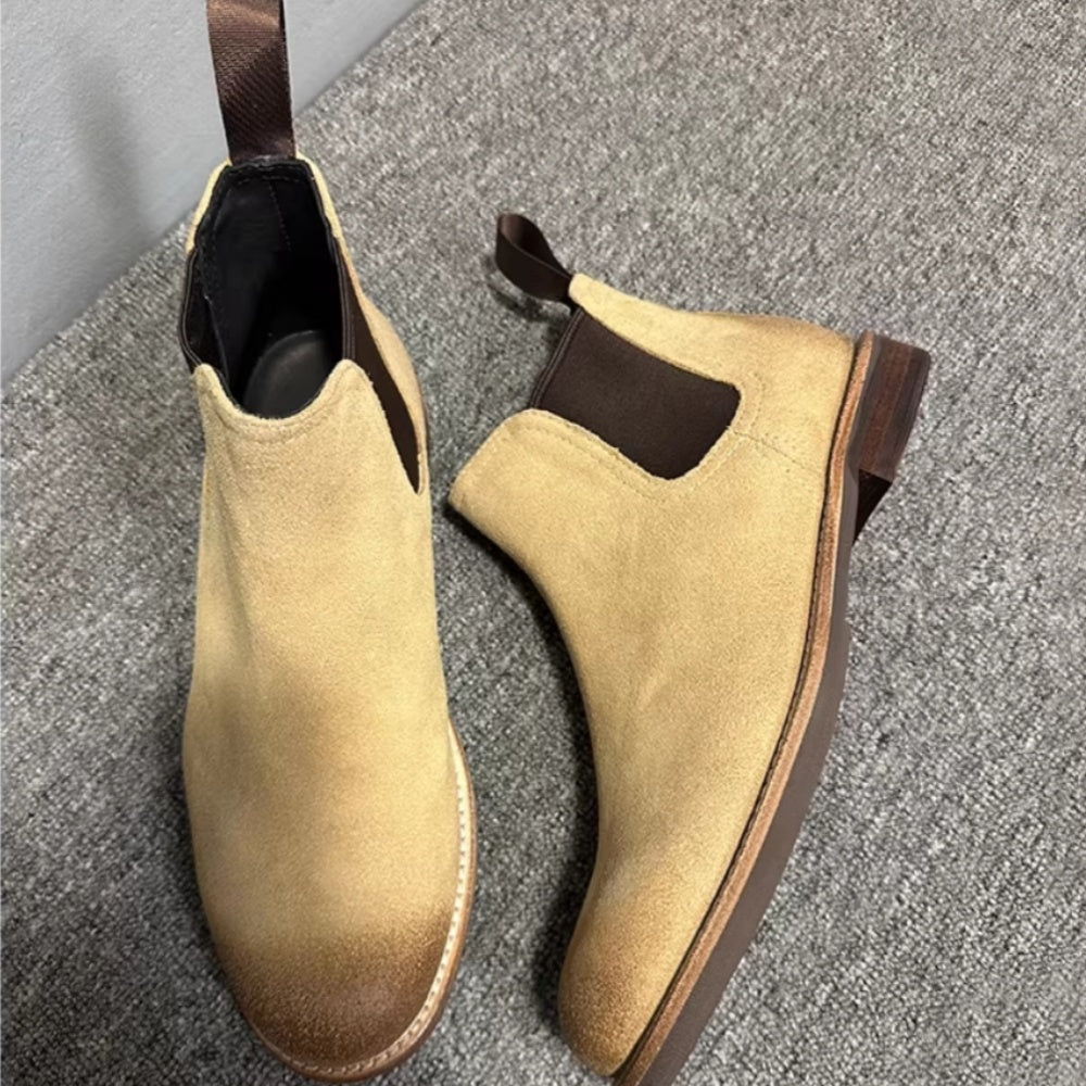 High-end Chelsea boots - distressed genuine leather short boots made of smooth cowhide for men