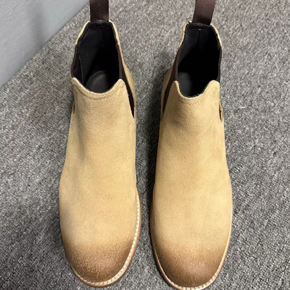 High-end Chelsea boots - distressed genuine leather short boots made of smooth cowhide for men