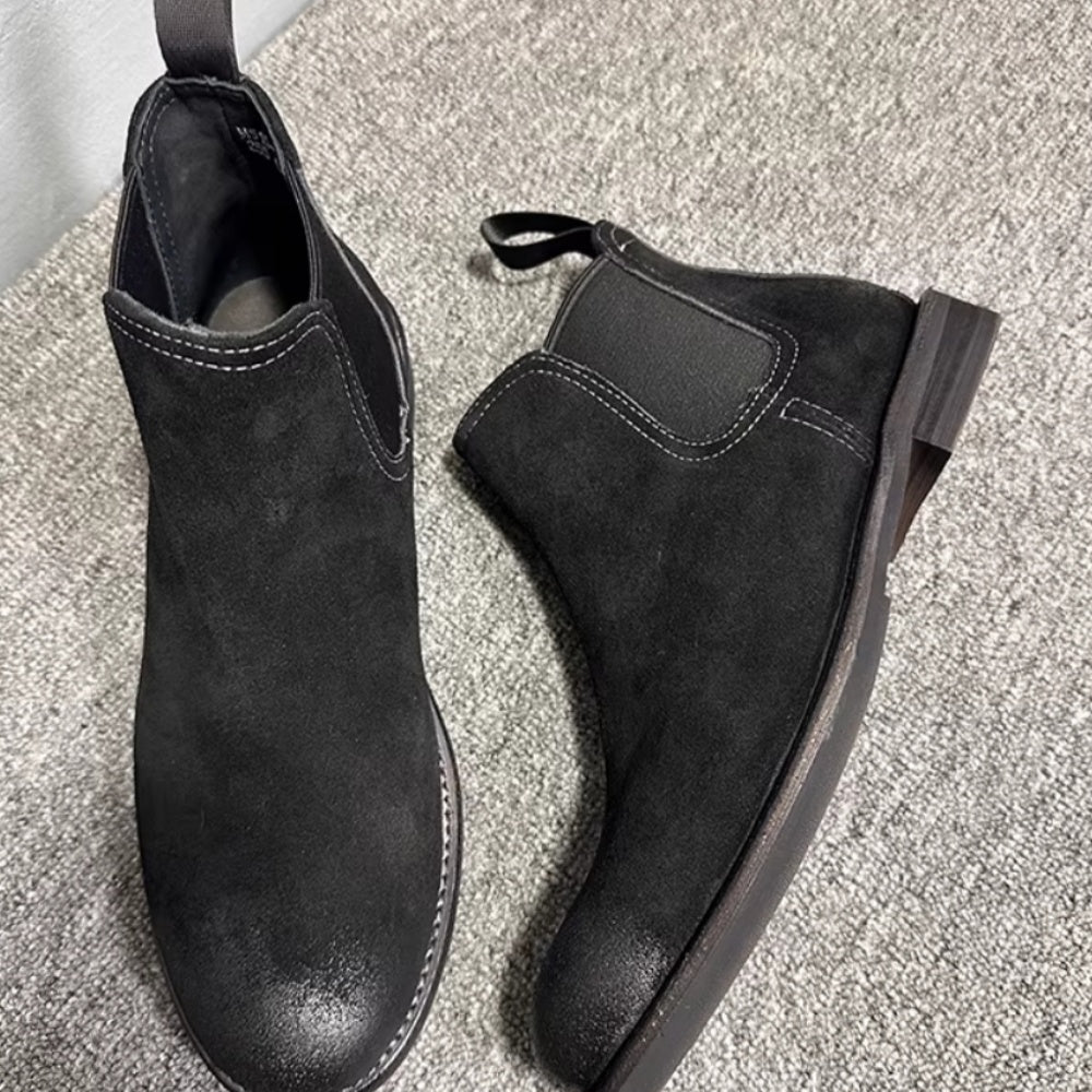 High-end Chelsea boots - distressed genuine leather short boots made of smooth cowhide for men