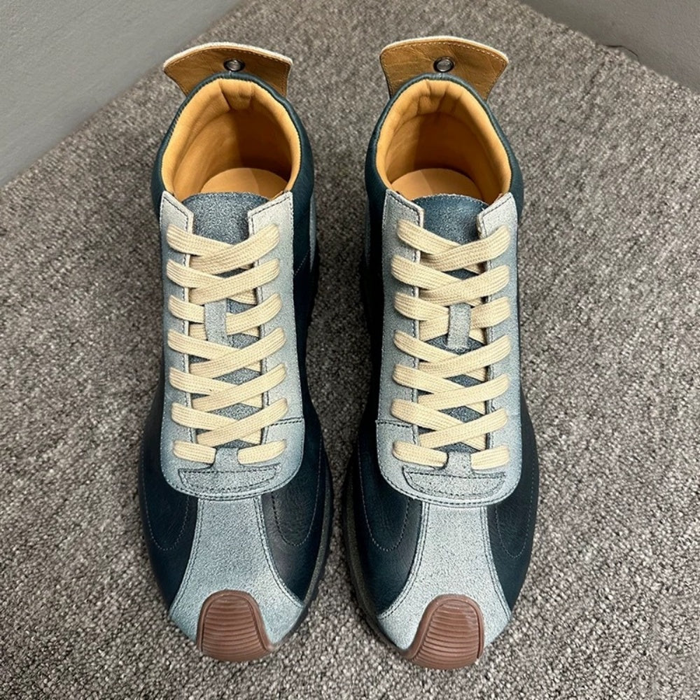 Handmade cowhide high-top shoes - Comfortable retro sports shoes - Fashionable casual sports shoes