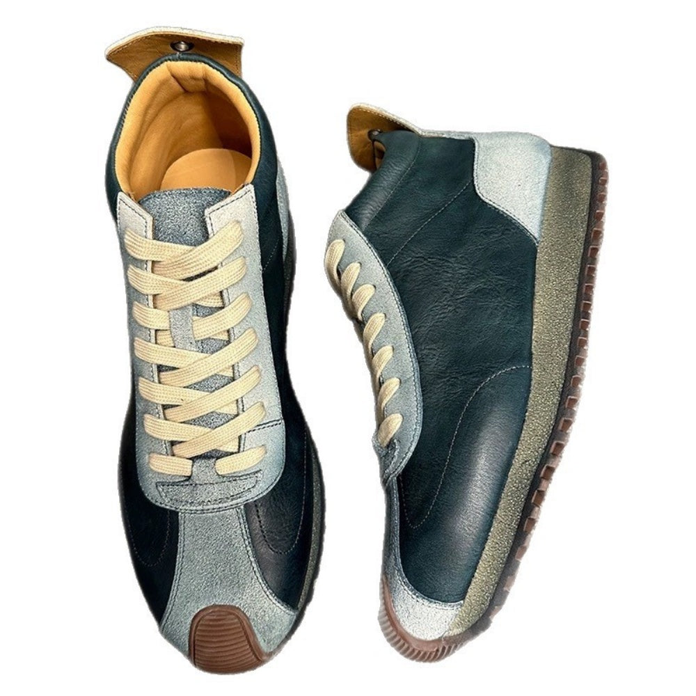 QHCCID Fashion Men's High Top lightweight comfortable cowhide casual trendy men's shoes