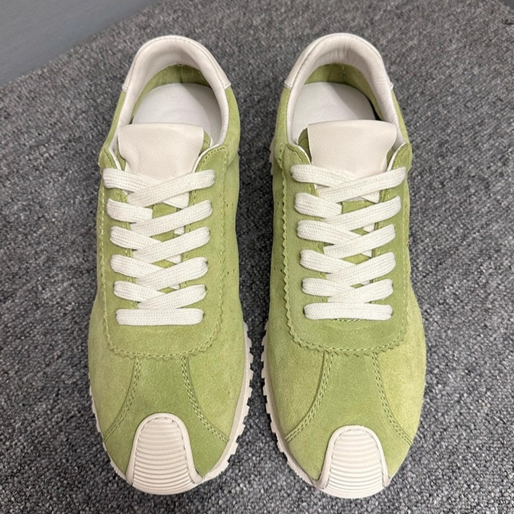 Men's casual sports shoes, thick-soled walking shoes, fashionable genuine leather sports shoes