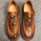 Retro soft leather men's shoes - fashionable casual shoes - men's lace-up breathable shoes