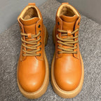 Leather thick-soled high-top casual ankle boots, chunky heel men's boots, Chelsea boots