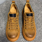 Men's genuine leather casual shoes, with a sporty style, designed to enhance the height of the feet.