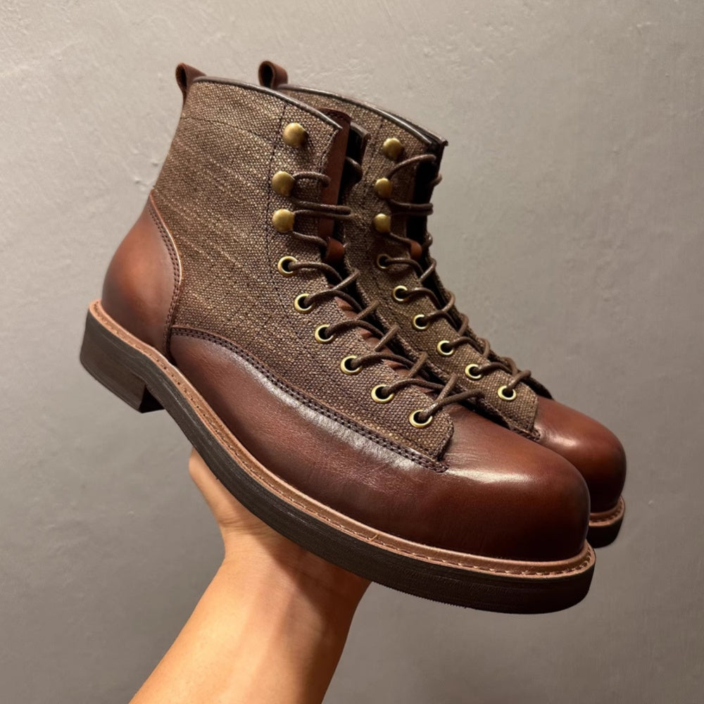 Leather Vintage Style Men's Boots - High-Quality Ankle Leather Boots - Luxurious Handmade Leather Boots