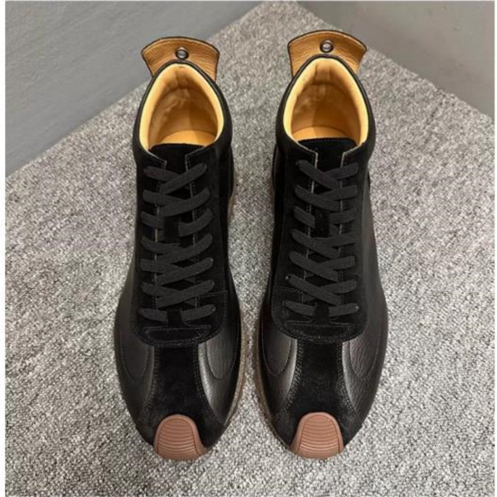 Handmade cowhide high-top shoes - Comfortable retro sports shoes - Fashionable casual sports shoes