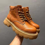 Leather thick-soled high-top casual ankle boots, chunky heel men's boots, Chelsea boots