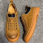 Men's genuine leather casual shoes, with a sporty style, designed to enhance the height of the feet.