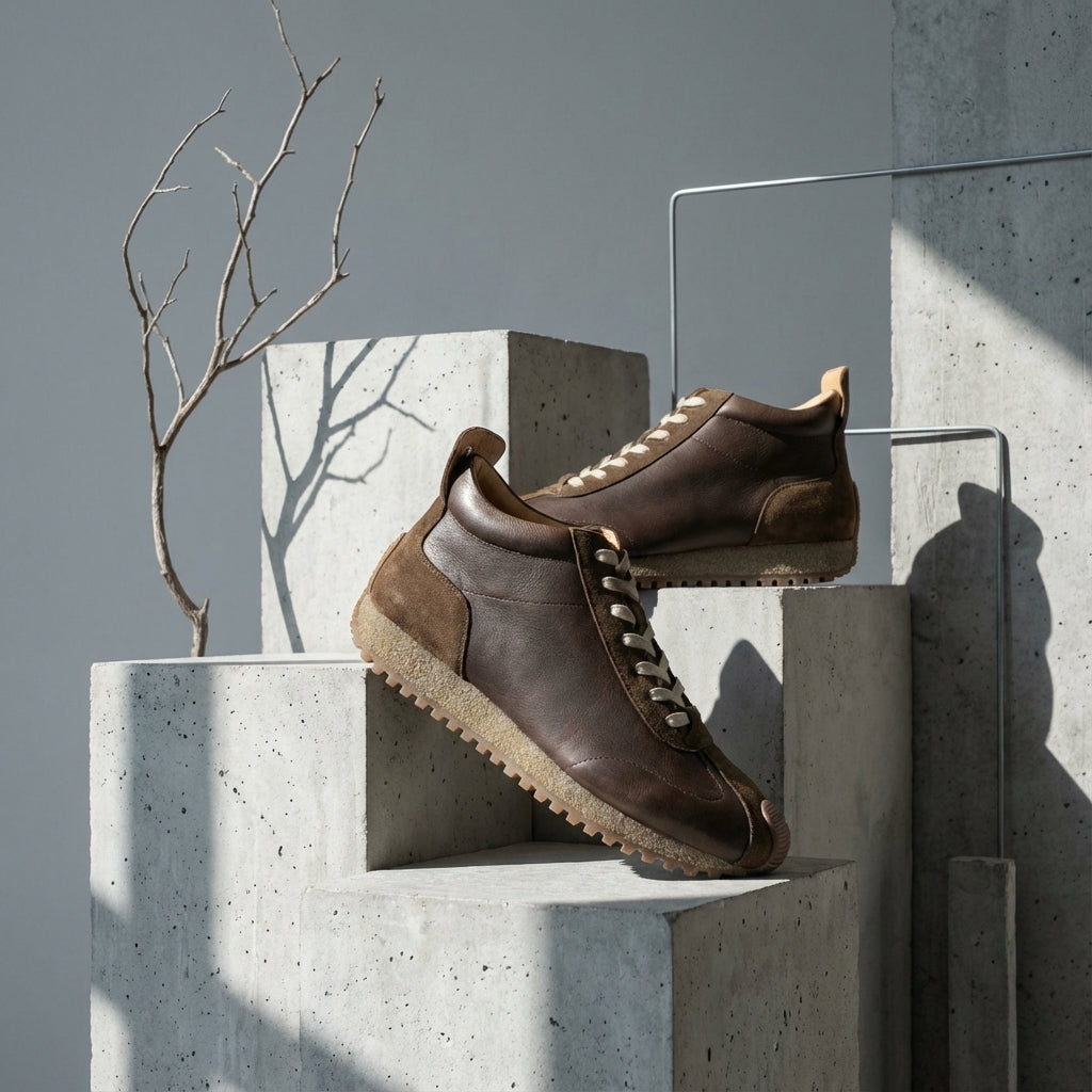 QHCCID Fashion Men's High Top lightweight comfortable cowhide casual trendy men's shoes