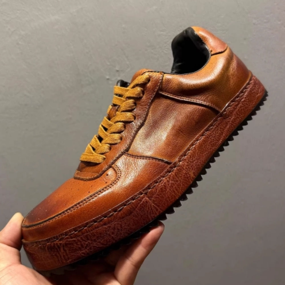 Men's retro leather casual shoes, lightweight and breathable outdoor sports casual shoes.